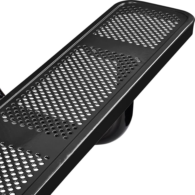 Global Industrial 72" Rectangular Perforated Metal Outdoor Picnic Table, Black