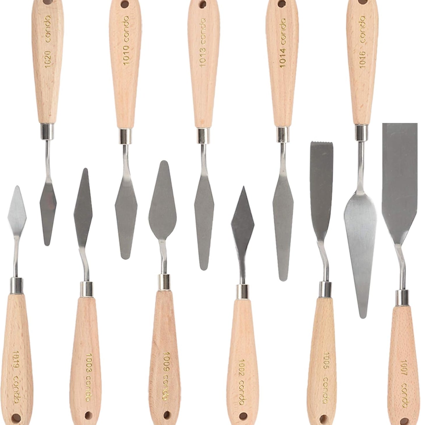 CONDA 11 Piece Stainless Steel Spatula Palette Knife Professional Palette Knife Painting Wood Handle