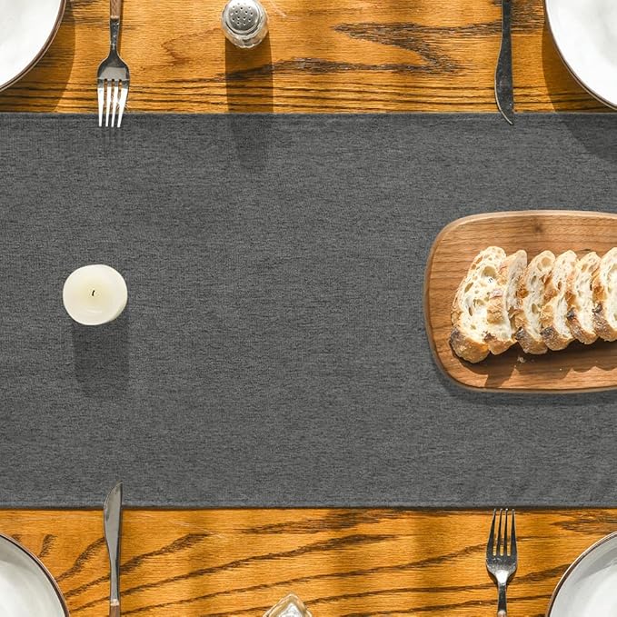 Artoid Mode Grey Table Runner, Seasonal Washable Kitchen Dining Table Decoration for Home Party Decor 13x90 Inch