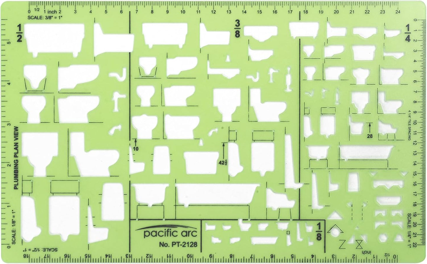Pacific Arc, Template, Plumbing Plan View, 1/16-1/4"-1/8" Scale