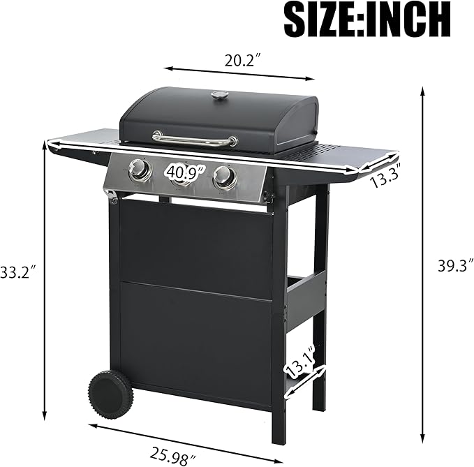 Endark 26,000 BTU 3-Burner Propane Grill with stainless steel design, enamel grates, built-in thermometer, and movable side rack. Ideal for all outdoor cooking