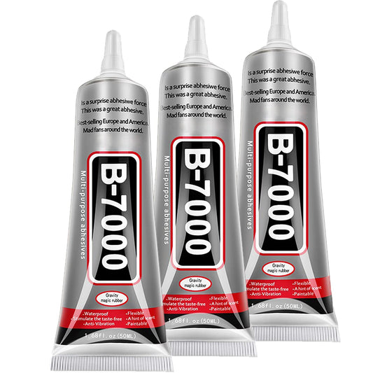 B7000 Jewelry Glue for Jewelry Making, FITTDYHE 3PCS 50ML/1.69 fl oz Clear B-7000 Glue Rhinestone, Multipurpose Super Adhesive for Phone Repair Nail Art Wood Glass Charms