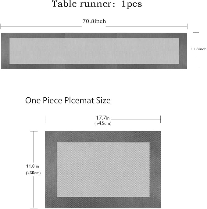 Vinyl Placemats Heat-Resistant Table Mats Washable Easy Clean Plastic Placemats for Dining Table Set of 4(Dark Silver)