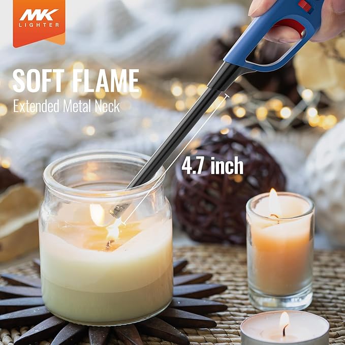 MK Lighter 6-Pack Multi-Purpose Butane Lighters – 4 Soft Flame Utility + 2 Mini Torch, Assorted Colors for Candles, Camping & Outdoor Use (Random Color Combo)