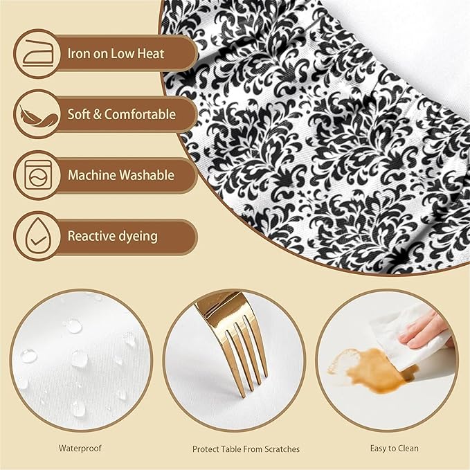 Rectangle Table Cloth Cover Waterproof Elastic Fitted Polyester Fitted Tablecloths for 6 Foot Tables for Indoor,Picnic, Camping, Outdoor （60" x 30"，Flower Geometry）