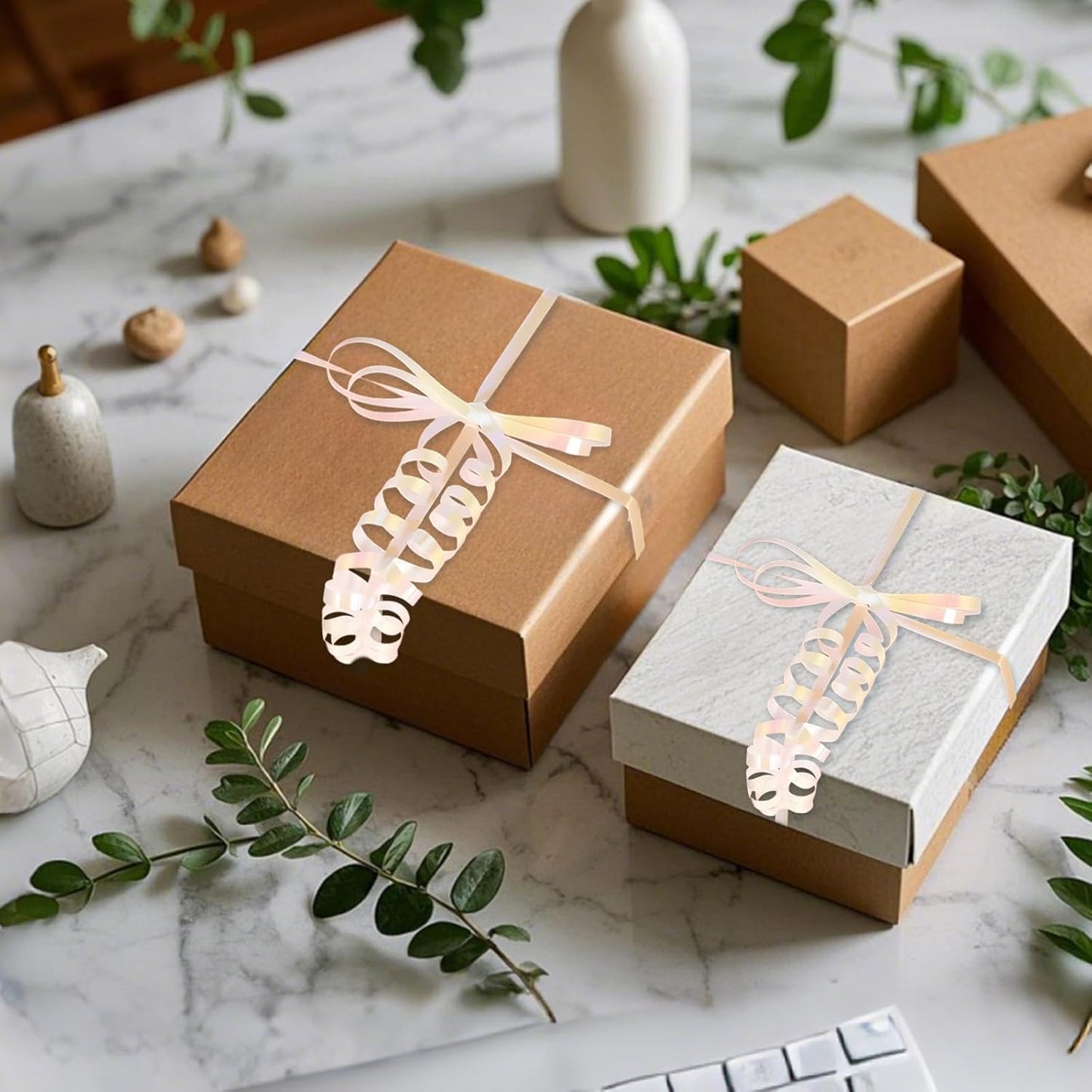 500 Yard Curling Ribbon, 3/16" White Gradient Curly Ribbons for Crafts, Balloon String Ribbon for Balloons, Gift Wrapping Ribbons for Christmas Halloween Birthday Party Decorations