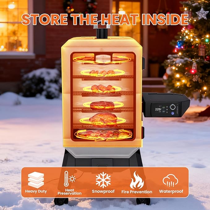 Hisencn Grill Insulation Blanket for Pit Boss Pro Series Elite 6-Series Wood Pellet Smoker PBV6PSE, Magnetic Heat Retention Smoker Cover, Fire-Resistant Fiberglass Blanket, Save Pellets in Winter
