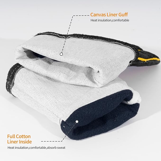 Leather Welding Gloves - Thick Premium Cow Split Leather, Heat Resistant, Welding, Grilling, BBQ & Fireplace