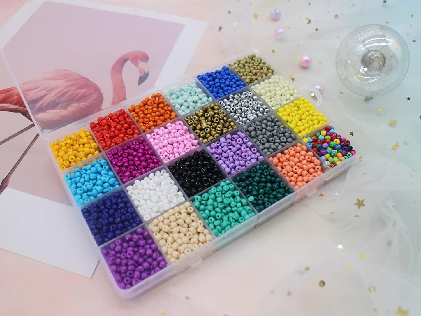 4packs Plastic Organizer Box 24 Grids Clear Storage Container Jewelry Box with Fixed Dividers for Beads Art DIY Crafts Jewelry Fishing Tackles (4pcs 24 Grids Box)