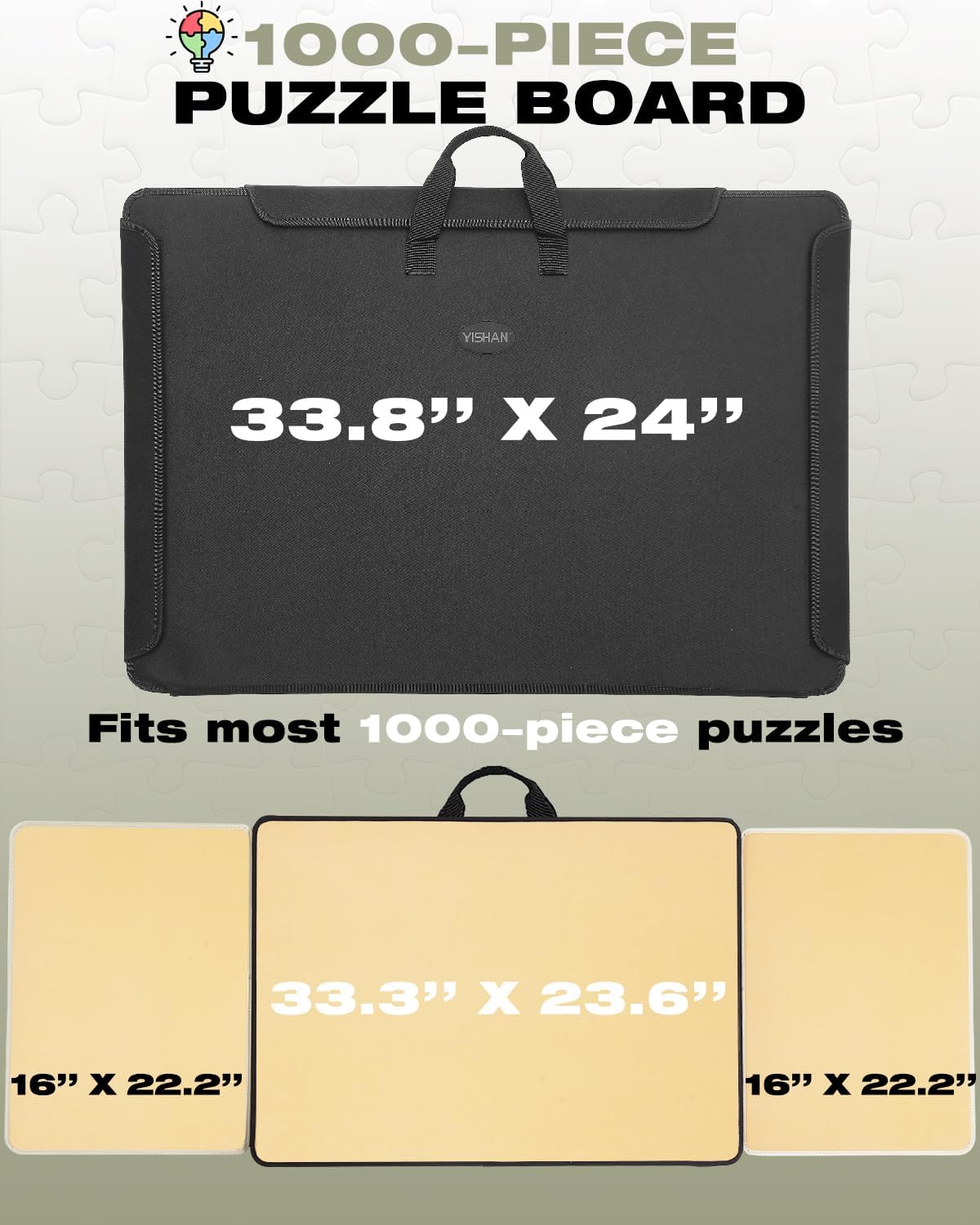 1000 Piece Portable Jigsaw Puzzle Board with Cover for Adults, Puzzle Case for Storage, 33.3'' x 23.6''Puzzle Mat with Sorting Trays, Non-Slip Surface