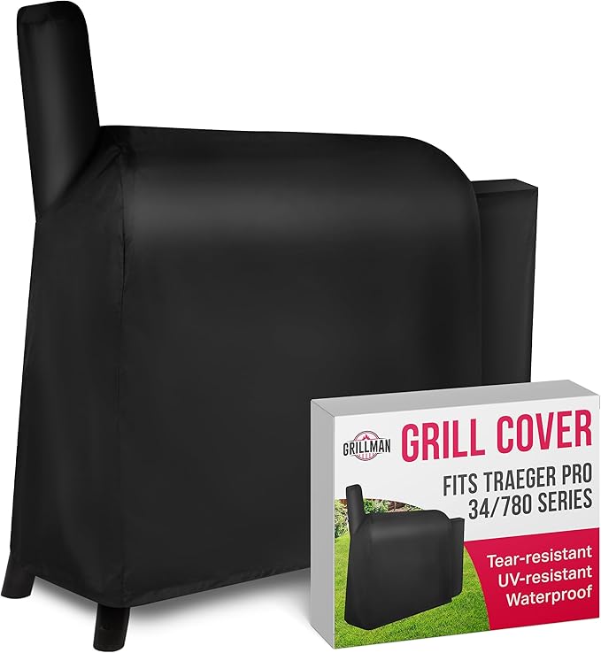 Grill Cover by Grillman, Black, 49 Inch, BBQ Outdoor Grill Covers, Charcoal & Gas Grills, Waterproof, Rip-Proof, Weather-Resistant, Anti-UV, Barbecue Cover for Weber, Genesis, Charbroil, Nexgrill, etc