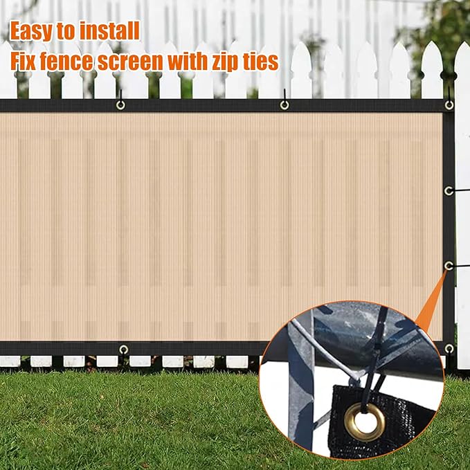 AYOHA 4' x 168' Privacy Fence Screen Fabric Mesh Shade Net Cover, Heavy Duty 160 GSM Privacy Barrier for Chain Link Fence, 90% Privacy Blockage, Excellent Airflow, Cable Zip Ties Included, Beige