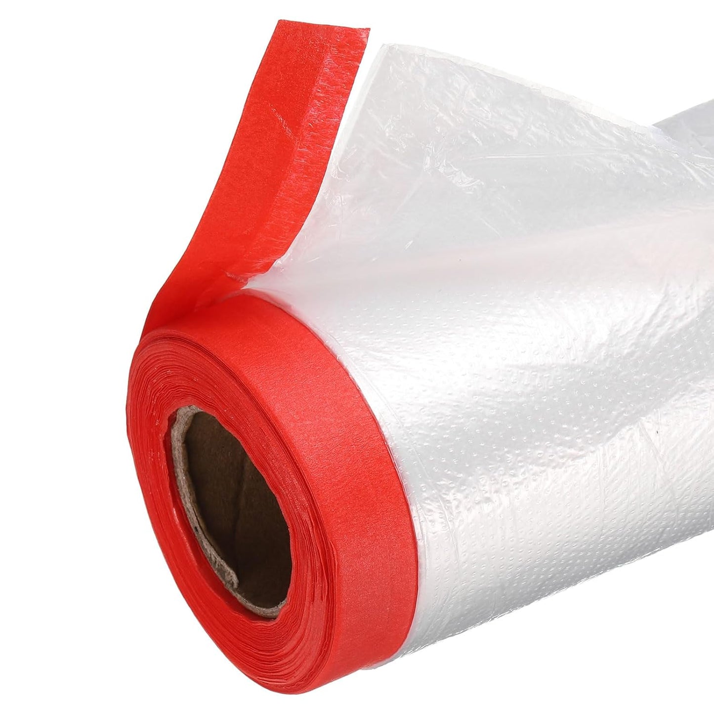uxcell Pre-Taped Masking Film, 7.9ft x 66ft High-Tack Painters Tape Plastic Drop Cloth with High-Tack Painters Tape for Painting Protection Red 3Pcs