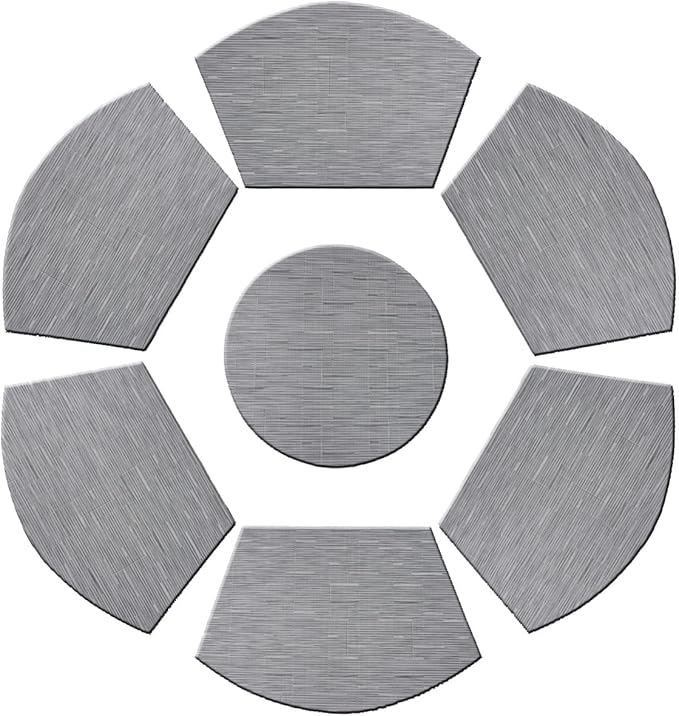 PIGCHCY Wedge Shaped Placemats Set of 6 with Centerpiece Round Mats Washable Kitchen Placemats Heat-Resistant Table Mats (Silver Grey)