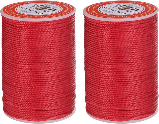 uxcell Round Leather Sewing Waxed Thread, 55m / 60 Yards Polyester Wax String, 0.80mm Wax Stitching Cord for Leather Crafts, Bookbinding, Bracelets Braided, Red, 2pcs
