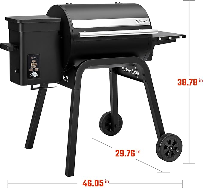 Brisk It Zelos-450 Electric Wood Pellet Smoker Grill – A.I. Smart BBQ Grill with WiFi, 450 sq.in Cooking Area,7-in-1 Outdoor Grill & Smoker, PID Controller (Up to 500°F), Meat Probe