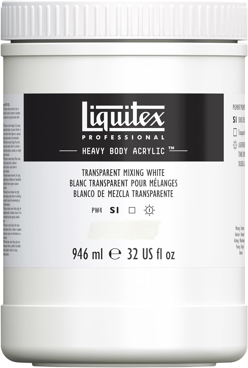 Liquitex Professional Heavy Body Acrylic Paint, 32-oz (946ml) Pot, Transparent Mixing White