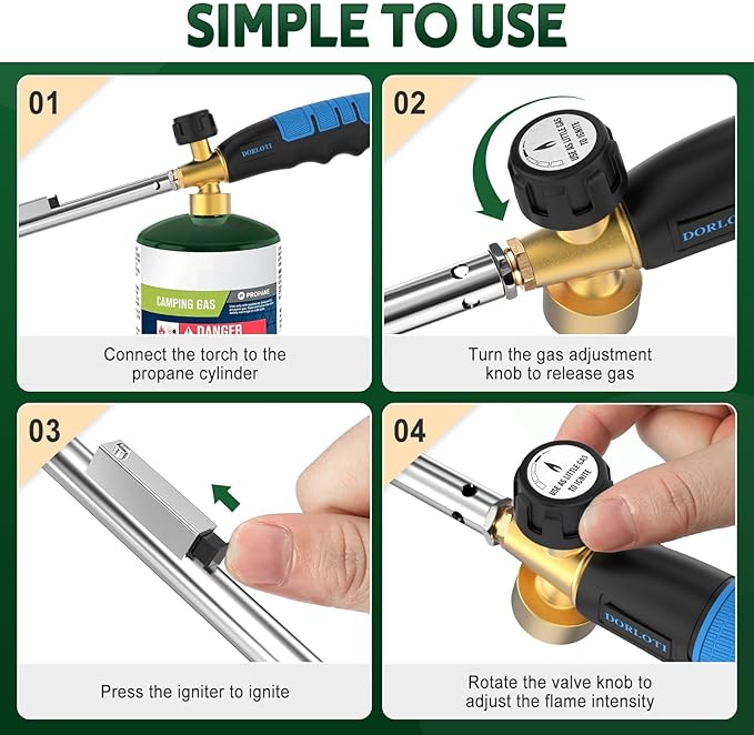 Grill Torch Charcoal Torch Lighter Campfire Starter Kitchen Torch Grill & Cooking Propane Torch Chef Blow Torch for Charcoal Starter BBQ Searing Weeding(Fuel Cylinder Not Included)
