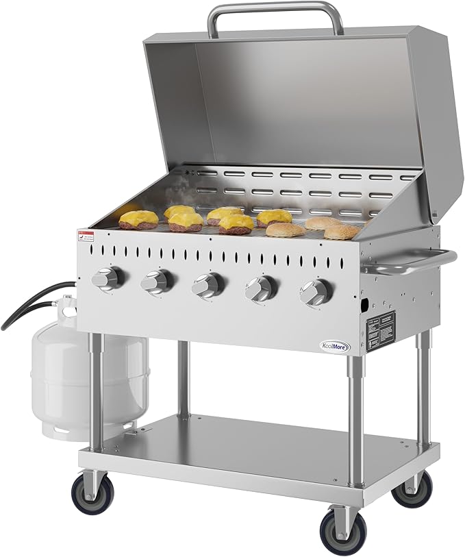 36 in. Commercial Outdoor Propane Gas Grill With Roll Dome Cover in Stainless-Steel (CGKIT3-36D)