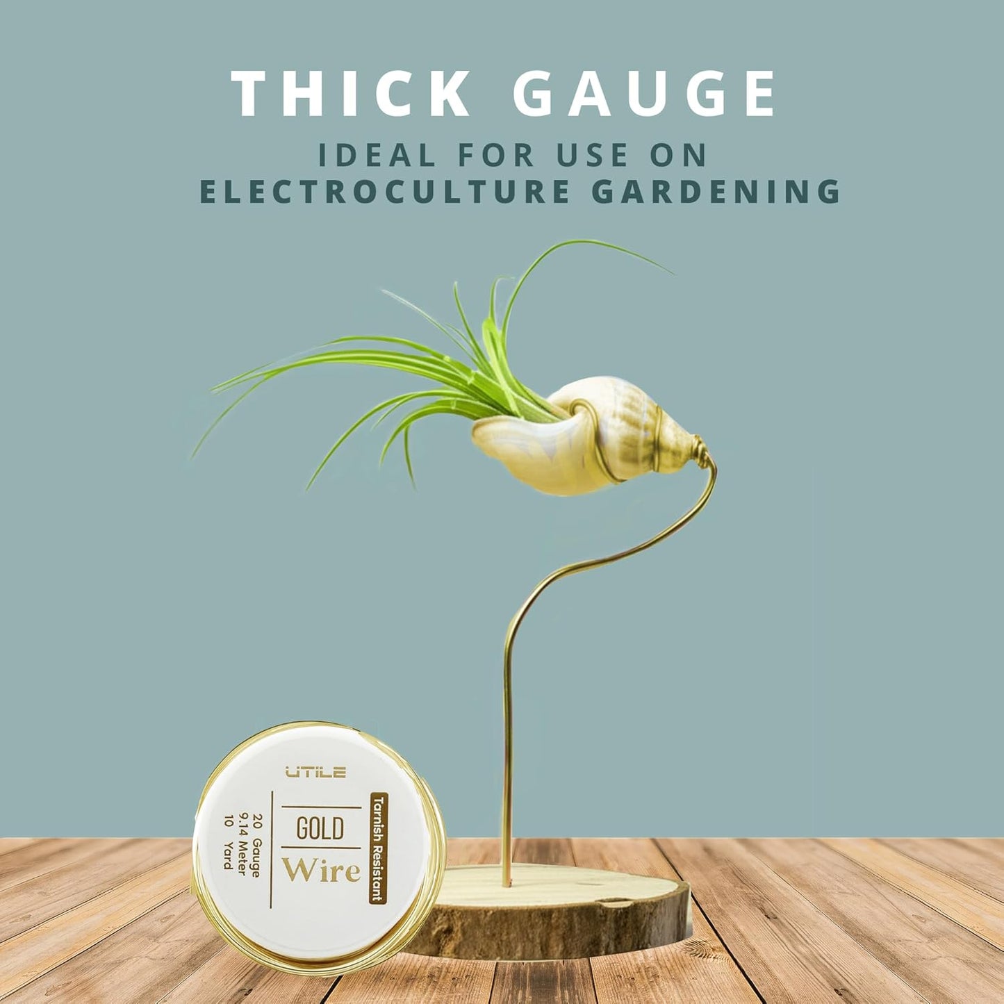 UTILE 18 20 22 24 Gauge 90 ft 99.9% Pure Soft Copper Wire for Electroculture Gardening, Jewelry Making, Crafting Wire Bendable, Plant Wire (Gold 22)