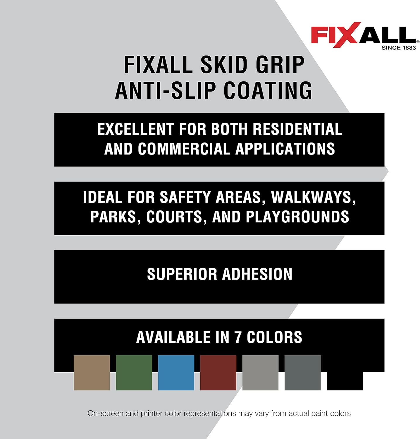 FIXALL Skid Grip Anti-Slip Coating, 5 Gallons, Crimson, Exceeds ADA Standards, Ideal for Safety Areas, Slip-Resistant Pavement, Cement & Concrete Paint