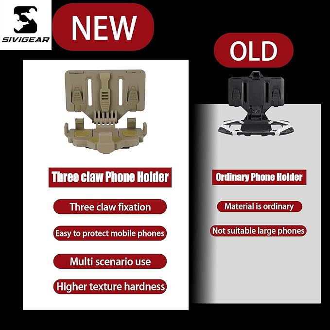 Tactical Phone Holder Available in Full Size Plate Carrier Phone Mount Adjust Nylon Molle Phones Holder for Tactical,Car,Office (Coyote Brown)