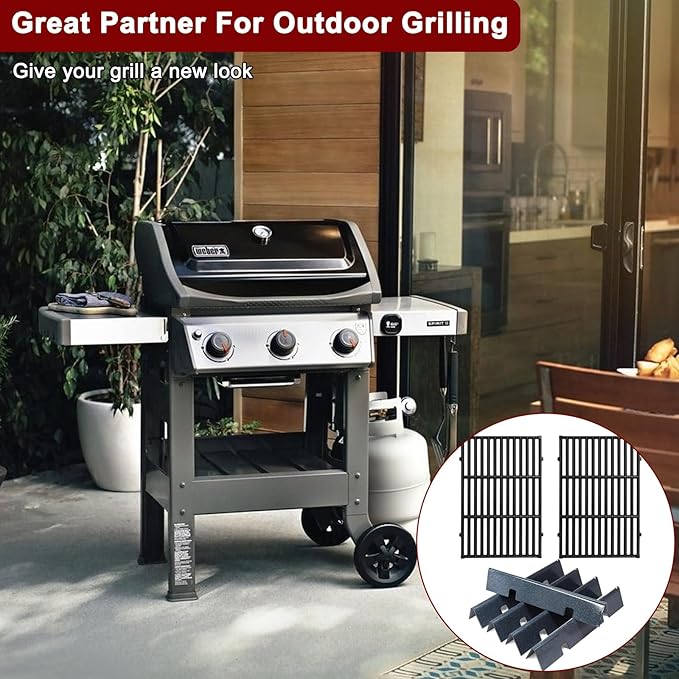 Hiorucet Spirit Grill Parts for Weber Spirit I & II 300 Series with Front Mount Controls E310 E320 E330 S310 S320 S330 SP310 SP320 GS4, 7638 Grill Grates 7636 Flavorizer Bars for Weber Spirit Grill
