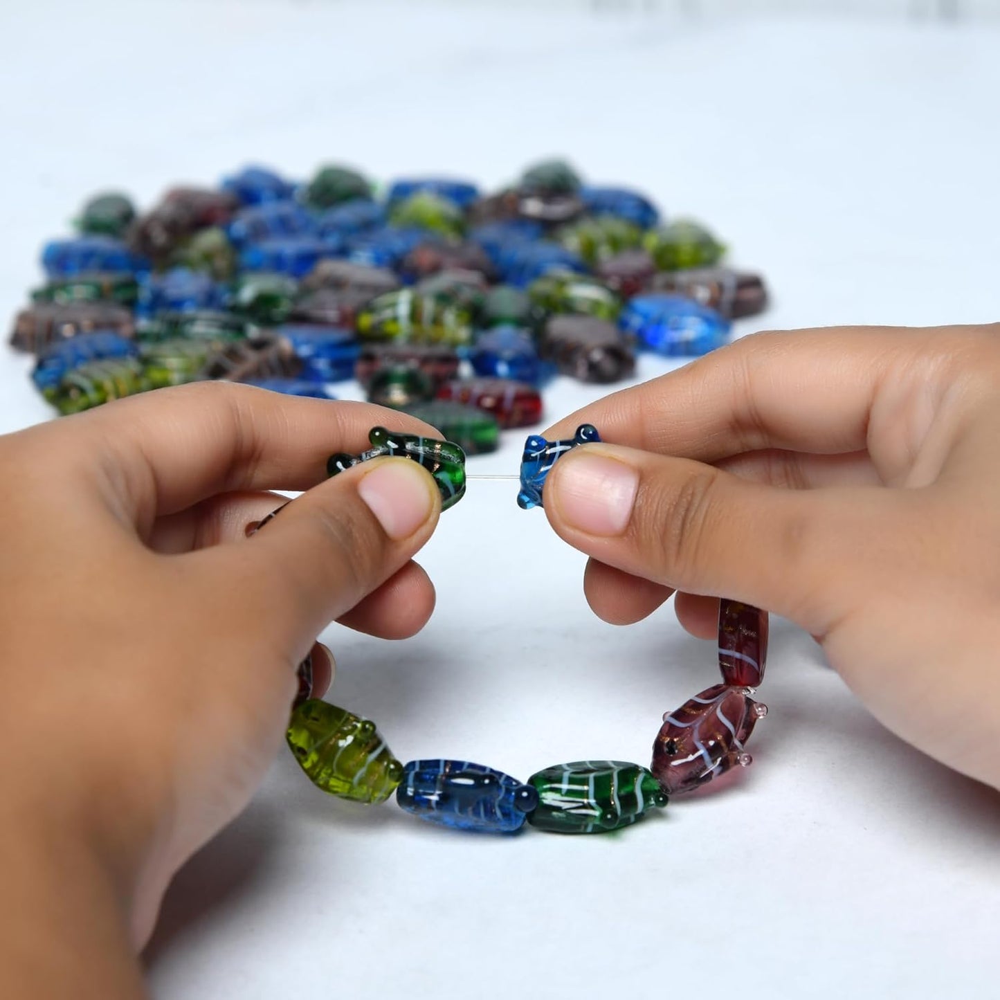 2/3 LB Bag of Assorted Glass Fish Beads for Jewelry Making, Lampwork Murano Bead Mix for Bracelets and Necklaces, Crafting Beads Supplies Kit, Large & Small Beads (Fish Mix)