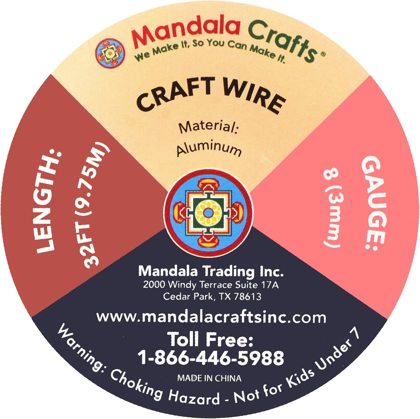 Mandala Crafts 8 Gauge Anodized Aluminum Craft Wire for Jewelry Making - 32 FT Colored Flexible Burnt Orange Wire - Bendable for Bonsai Armature Crafting Sculpting