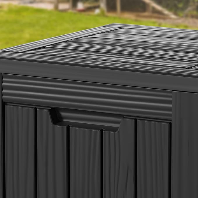 28 Gallon Outdoor Storage Box – Resin Deck Box with Lockable Lid, Waterproof Patio Furniture Storage for Tools, Garden & Yard Organization