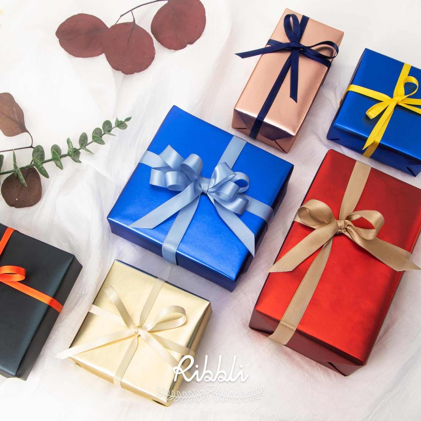 Ribbli Dusty Blue Satin Ribbon,Double Faced Satin 1/4 inch x Continuous 50 Yards,Dusty Blue Ribbon Use for Bows Bouquet,Gift Wrapping,Wedding Decoration,Floral Arrangement