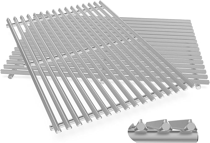 QuliMetal 19.5" 9.5MM Grill Grates for Weber Genesis 300 Series (2007-2016), Genesis E310 E320 E330 S310 S320 S330 Grills, 304 Stainless Steel Replacement Parts for Weber 7528 7524