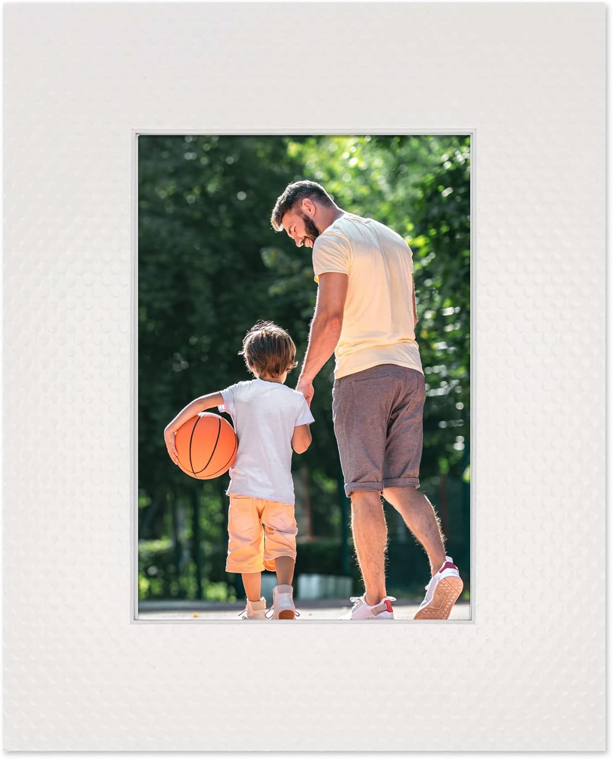 Pack of Ten Acid Free 11x14 Mats Bevel Cut for 8.5x11 Photos - Golf Ball Texture Precut Matboards With Backing Boards and Self Seal Photo Mat Bags For Pictures, Photos, Framing - 4-ply Thickness