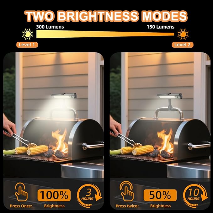 Barbecue Grill Light for Outdoor, Rechargeable 360° Rotatable Waterproof LED Light with Ultra-Bright COB LED, Magnetic Base, Grill Accessories, Smoker BBQ Grilling Gift for Men Dad Him