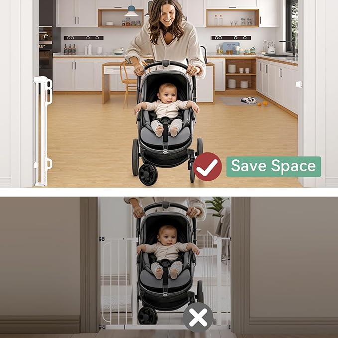 Momcozy Baby Gate 41'' Tall 118'' Wide 【 Extra Wide 】 for Large Opening Retractable Baby Gates for Child and Large Pets Safety Dog Gate for Stairs, Doorways, Hallways, Indoor, Outdoor