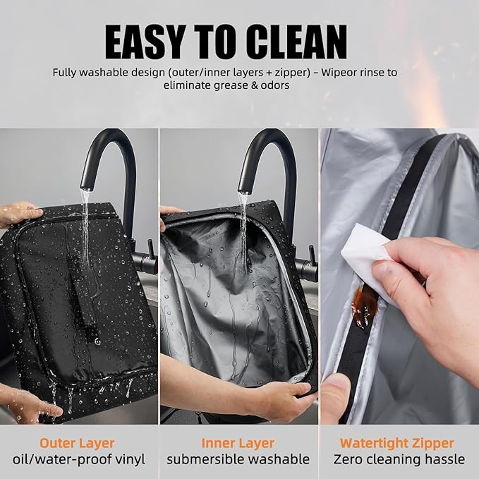 BBQ Blanket for Resting Meat, Leak-Proof Insulated Meat Resting Bag, 270° Top Opening for Large Briskets, Turkey, Washable Smoker Accessories Gifts for Men or BBQ Lovers - 21in