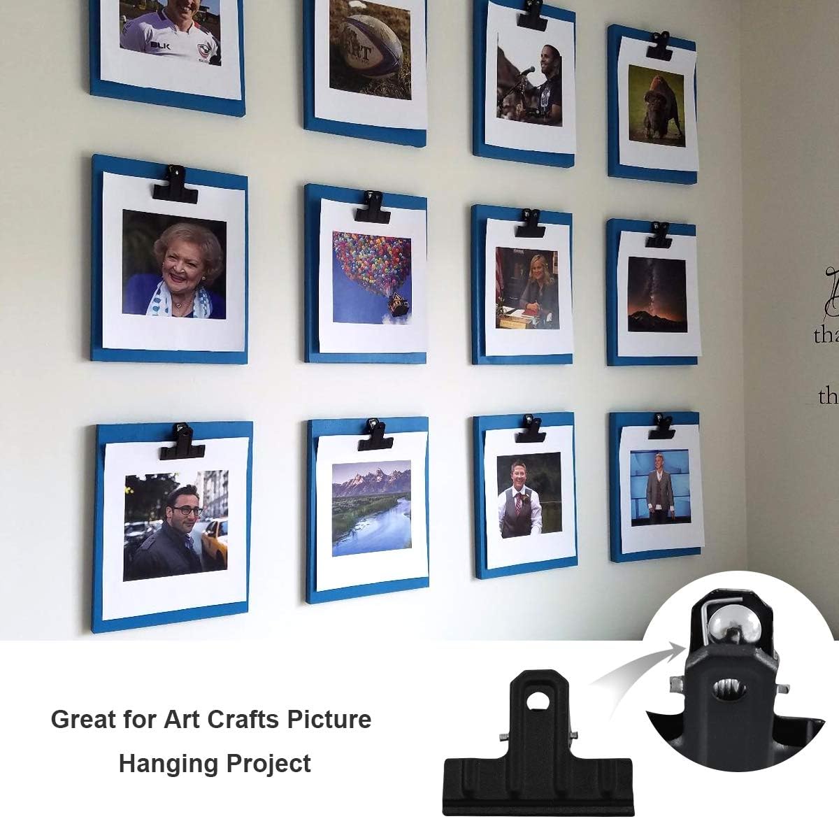 Coideal Large Metal Bull Clips Black - 30 Pcs 3 Inch Long Thick Square Paper Clip Clamps for Art Crafts, Office & Kitchen Bags (77 mm)