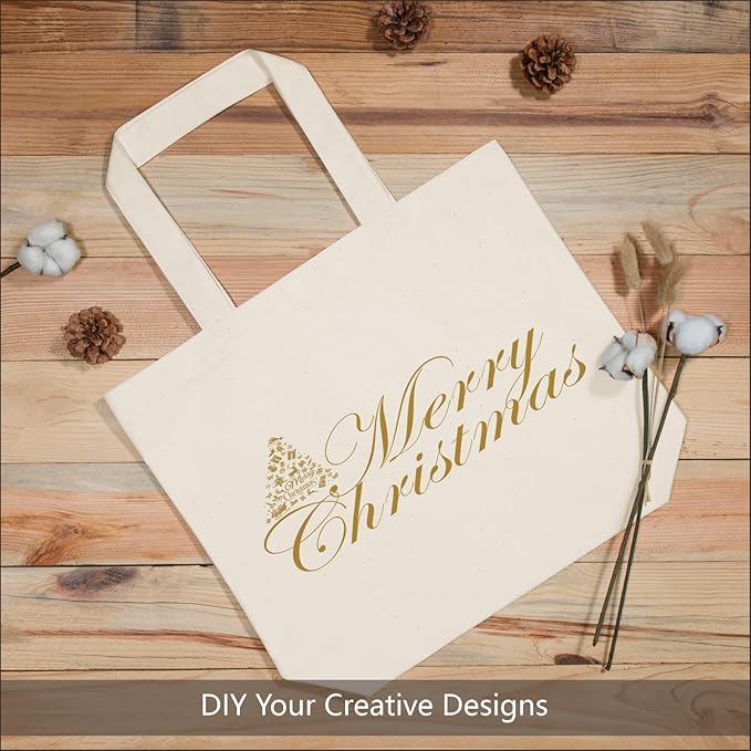 TOPDesign 6-Pack Super Strong Large 12oz Cotton Canvas Tote Bags, Reusable Grocery Shopping Cloth Bags, Fashionable Two-Tone Totes for Crafts, DIY Your Creative Designs