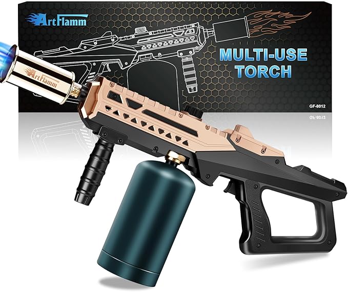 Flame Thrower Gun - Propane Cooking Torch Grill Lighter - Adjustable Flamethrower - Powerful Torch for BBQ, Campfire, Charcoal Wood, Weed (Tank Not Included)