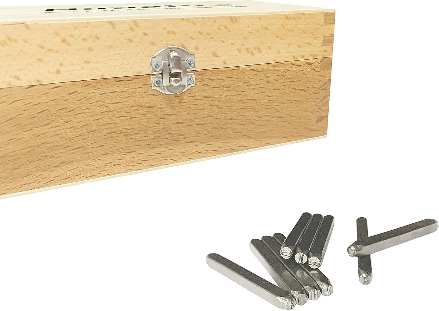 HimaPro Letter and Number Stamp Set 36pcs 40Cr Alloy Steel Metal Stamp Number & Letter Punch Set in a Wooden case (4mm 5/32 Inch)