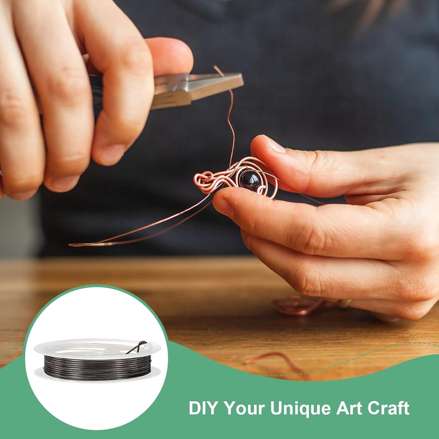 1 mm/18 Gauge Copper Wire for Jewelry Making, 5.2FT Copper Beading Craft Wire for Jewelry/Weaving/DIY Crafting/Planting, Color-Retaining [1.6M, Metallic Black]