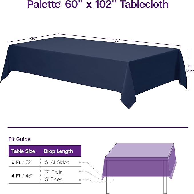 Gee Di Moda Rectangle Tablecloth - 60 x 102 Inch Charcoal Table Cloth for 6 Foot Rectangle Tables - Heavy Duty Washable Fabric - for Holiday Party, Dinner, Weddings, Baby Shower & Events