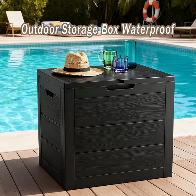 35 Gallon Outdoor Storage Box Waterproof,Deck Boxes Outdoor Waterproof,Resin Deck Box Delivery Boxes for Outside for Package Delivery,Patio Cushions,Gardening Tools,UV Resistant