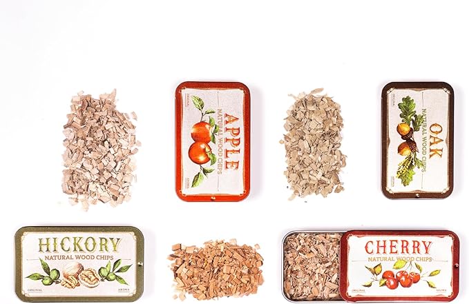 Cocktail Smoker Wood Chips 4 Natural Flavors: Oak, Cherry, Hickory & Apple | Whiskey & Old Fashioned Smoking Chips