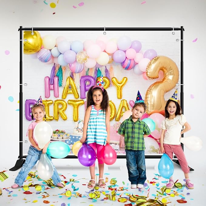 iElyiEsy 10x8FT Strengthen Heavy Duty Thickened and Sturdier Background Stand, Adjustable Step and Repeat Stand with Carrying Bag for Parties Photo Booth Trade Show