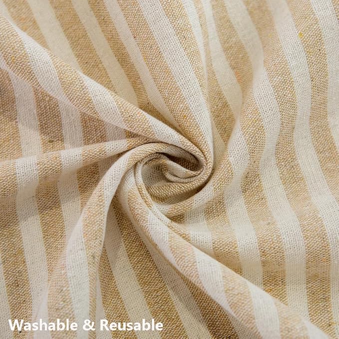 TruDelve Cotton Table Cloth Square Tables Beige Striped Tablecloths Fall Outdoor Tablecloth for Picnic Table Cover (Beige,55"x55",Square)