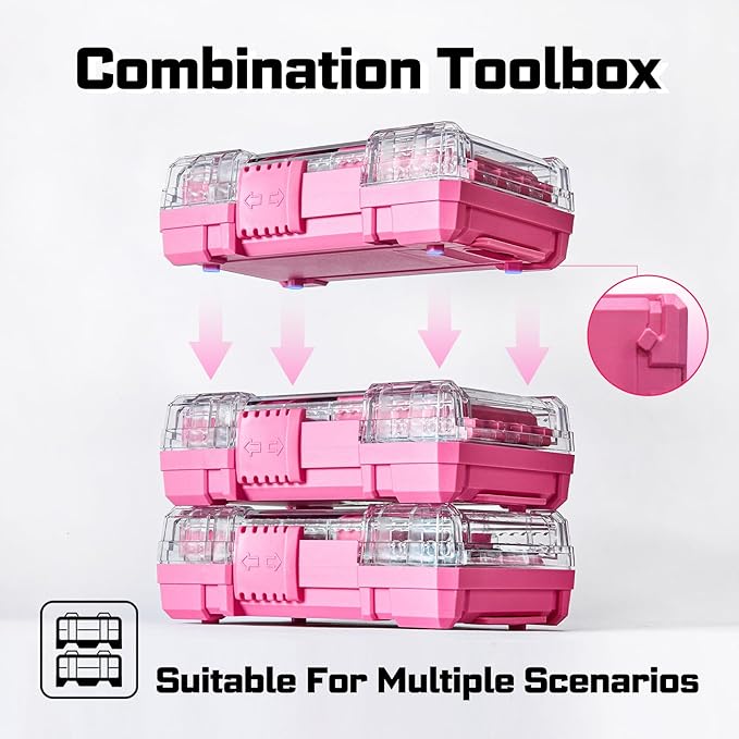 48Pieces Impact Screwdriver Bits Set, Magnetic S2 Steel Phillips/Slotted/Square/Torx Insert Power Bits Tips, Impact Bit Holder with Pink Storage Box Case