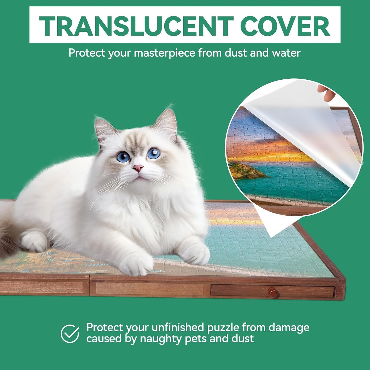 1000 Pieces Rotating Puzzle Board with Drawers and Cover, 28.1"x20.3" Portable Wooden Jigsaw Puzzle Table for Adults and Teens, Puzzle Board with Lazy Susan & Felt, Christmas Birthday Gift