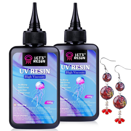 LET'S RESIN UV Resin,200g High Viscosity Crystal Clear Thick UV Resin Kit, Quick-Curing&Low Shrinkage Ultraviolet Epoxy Resin for Crafts, Doming, Coating