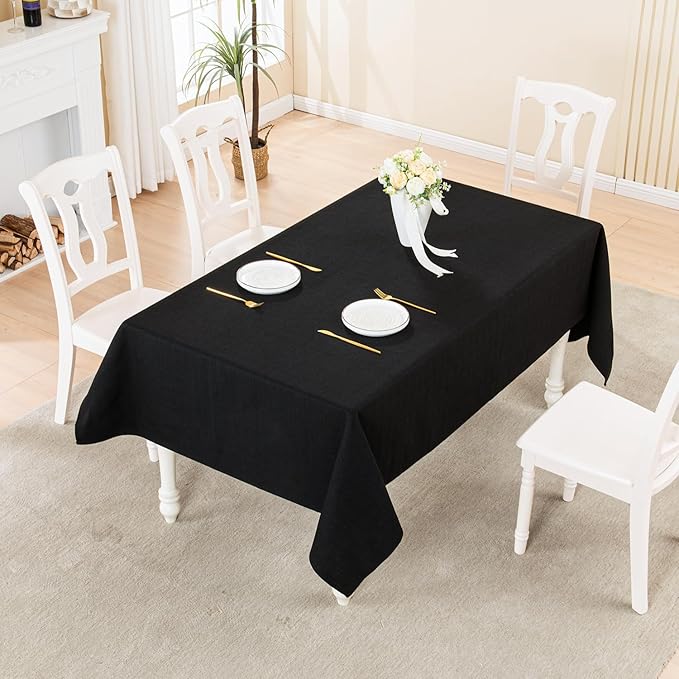 BALCONY & FALCON Rectangle Tablecloth Washable Wrinkle Resistant and Water Proof Table Cloth Decorative Linen Fabric Tablecloths for Dining Parties Kitchen Wedding and Outdoor (Graphite Black, 55x70)